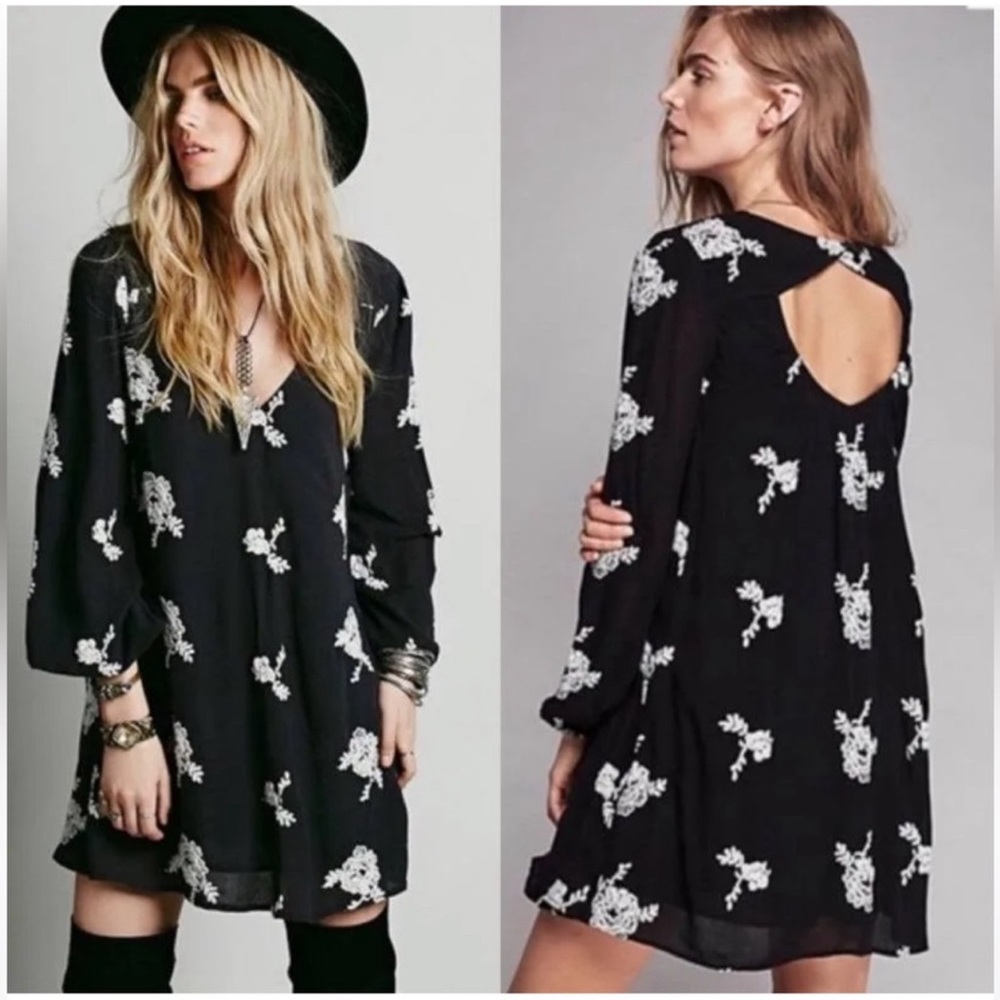 Free People long sleeve mini dress, embroidery detail